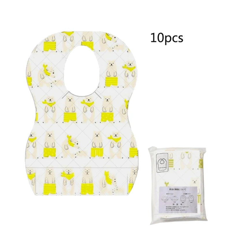 10/20Pcs/Lot Sterile Disposable Bib Children Baby Waterproof Eat Bibs with Pocket Baby Kid Scarf Bib Saliva Towel Bib Convenient