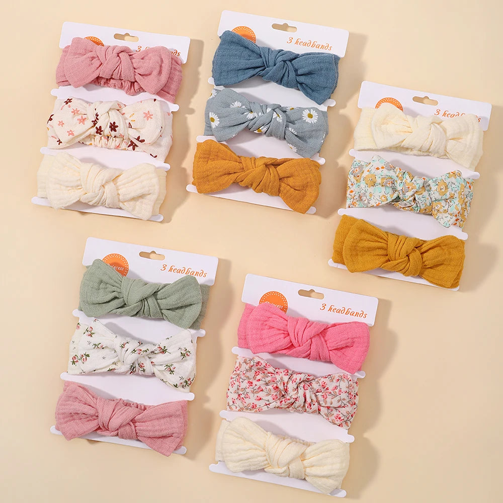 3Pcs Baby Girls Headband Set Bow Knot Head Wrap Bandage Kids Toddlers Headwear Hair Band Infant Baby Newborn Hair Accessories