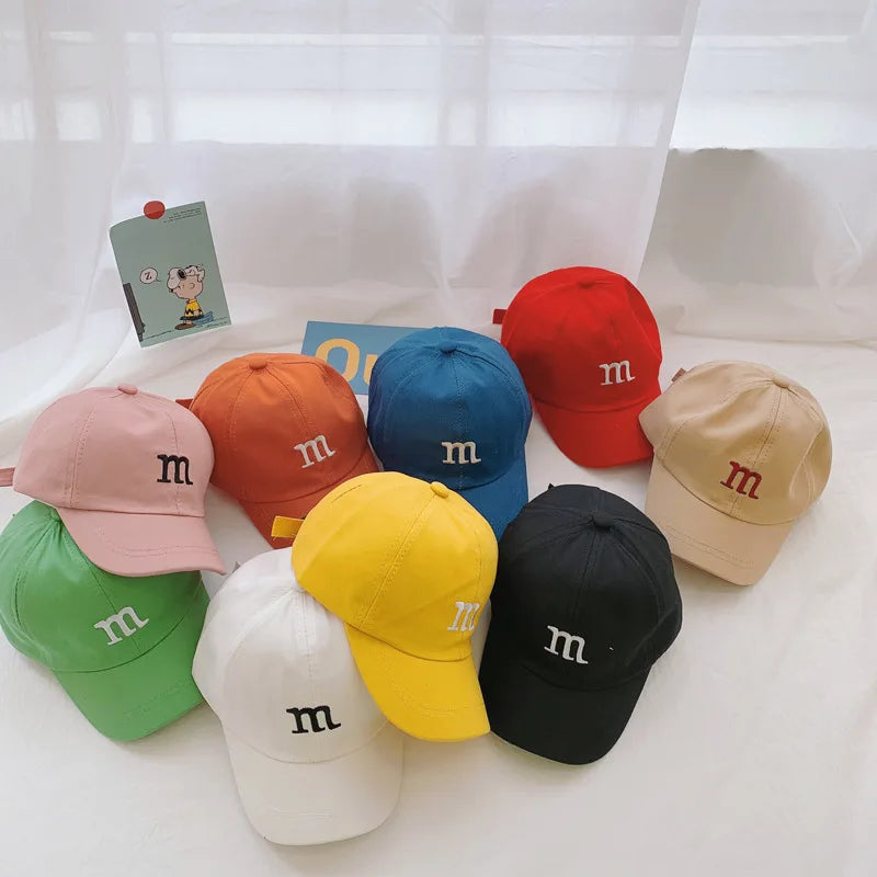 Children'S Kids Baseball Cap for Girl Boy Spring Summer Baby Sun Hat M Letter Embroidered Toddler Peaked Caps Кепка 아기모자