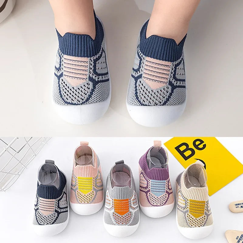 Baby Shoes Anti-Slip Breathable Infant Crib Floor Socks with Rubber Sole for Children Girls Boys Mesh Shoes Soft Bottom Slippers